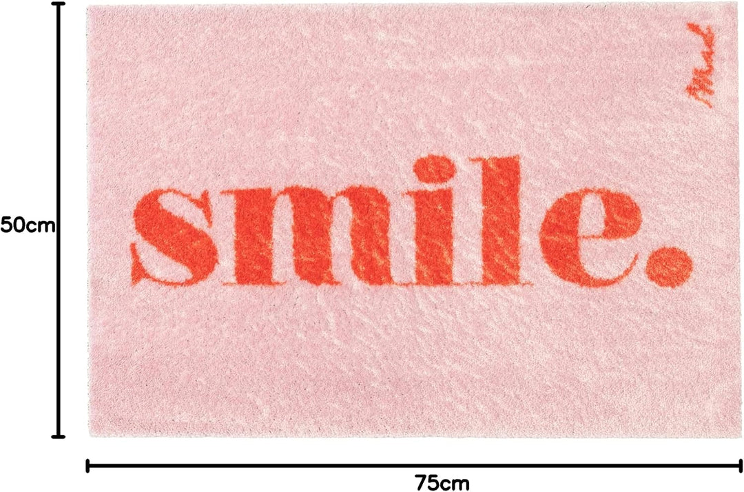 Mad about Mats Fussmatte Perla, Türvorleger, Indoor, Badematte, Pink Rot, Mit Spruch Smile., Trendy,