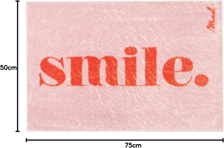 Mad about Mats Fussmatte Perla, Türvorleger, Indoor, Badematte, Pink Rot, Mit Spruch Smile., Trendy,