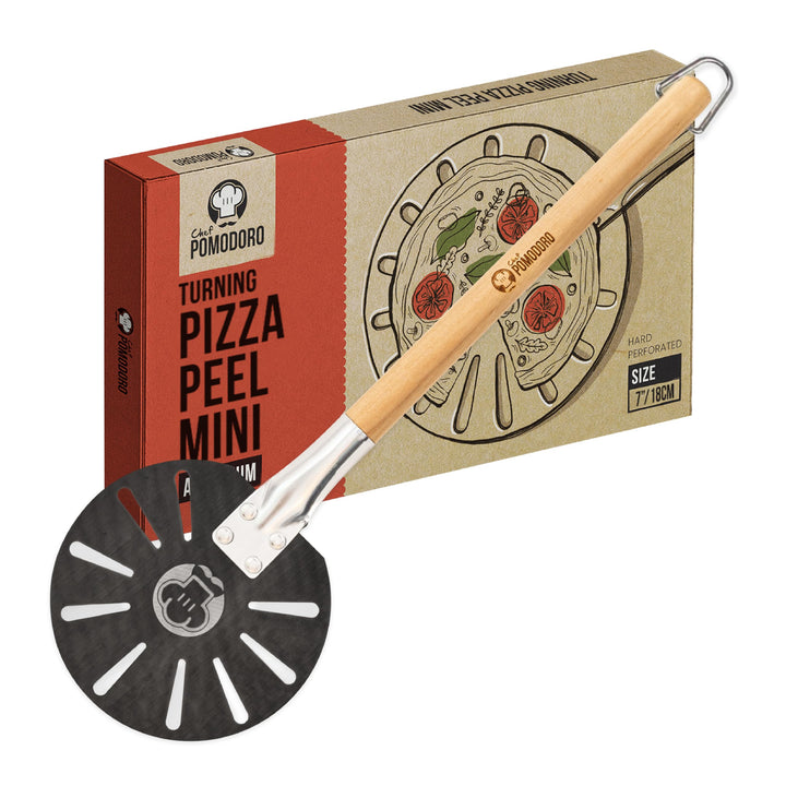 Chef Pomodoro Pizzaschieber – Pizzaschaufel – Pizza Schaufel Metall – Aluminium Pizzaschieber mit Ho