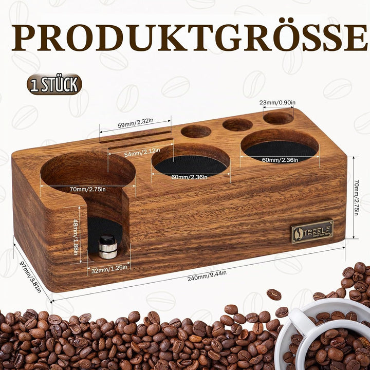 Espresso Tamperstation 58 mm Kaffee Tamper Station aus Walnussholz Barista Tamping Station Höhenvers