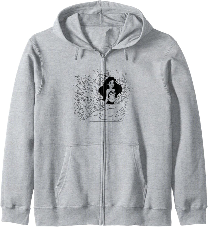Disney The Little Mermaid Ariel Rocky Waves Outline Kapuzenjacke