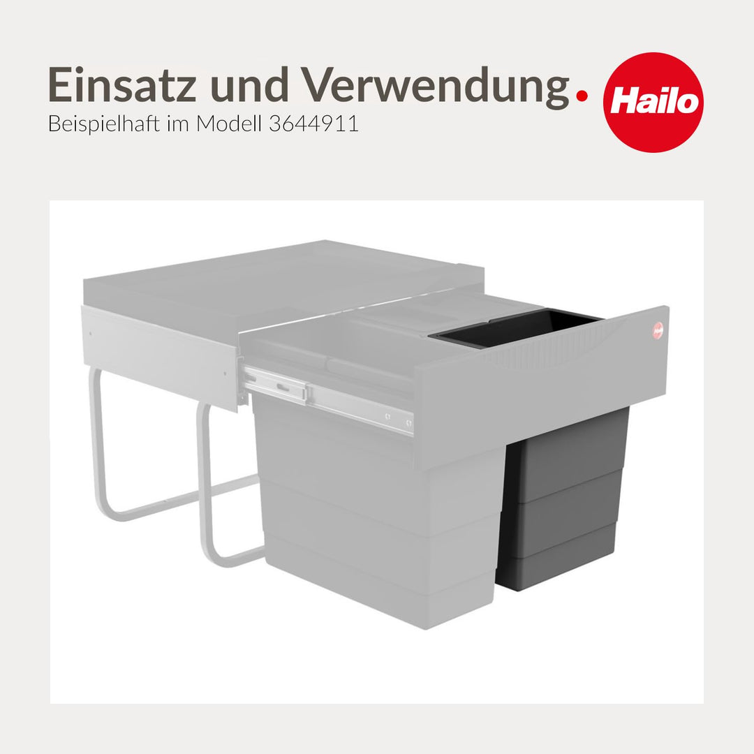 Hailo Inneneimer | Modell 1129909 Dunkelgrau | 8 Liter Fassungsvermögen | Masse: 226 x 156 x 295 mm