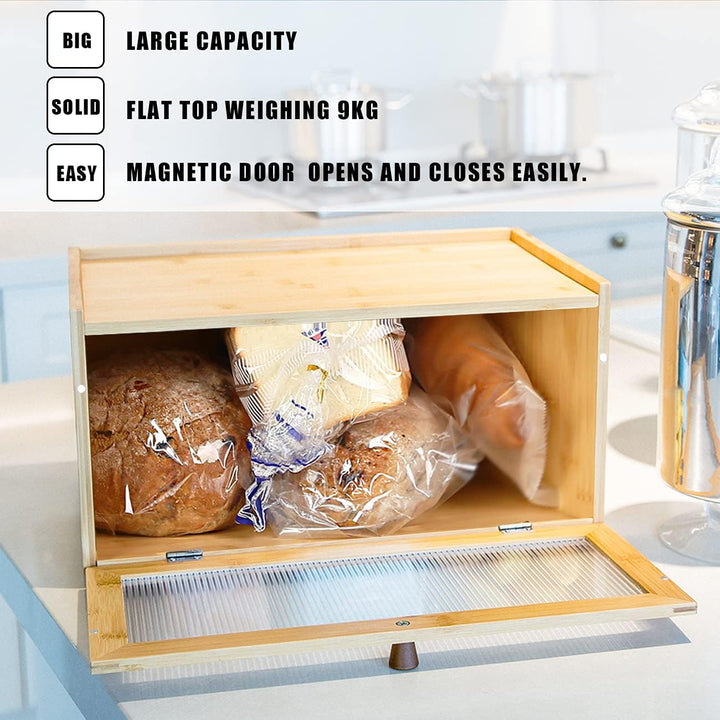 Bambus Brotkasten Holz Brotkästen - Brotbox zur Brotaufbewahrung Stylischer Bread box 40 x 25 x 20 C