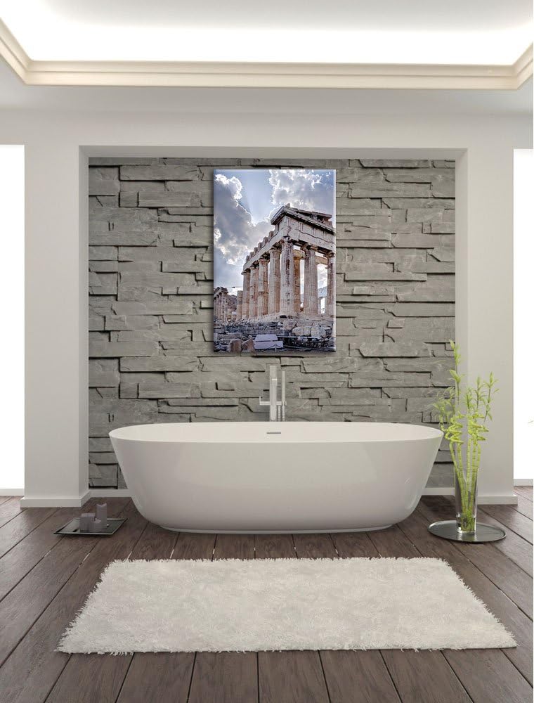 Pixxprint Antike Säulen Griechenland als Leinwandbild/Grösse: 100x70 / Wandbild/Kunstdruck/fertig be