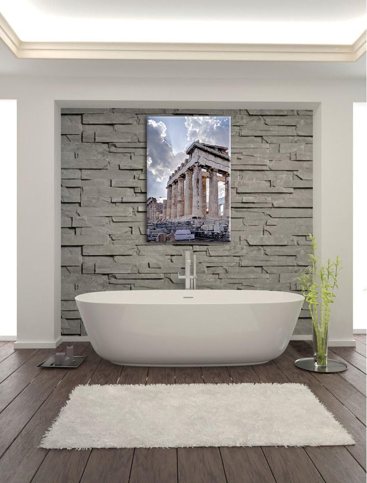 Pixxprint Antike Säulen Griechenland als Leinwandbild/Grösse: 100x70 / Wandbild/Kunstdruck/fertig be