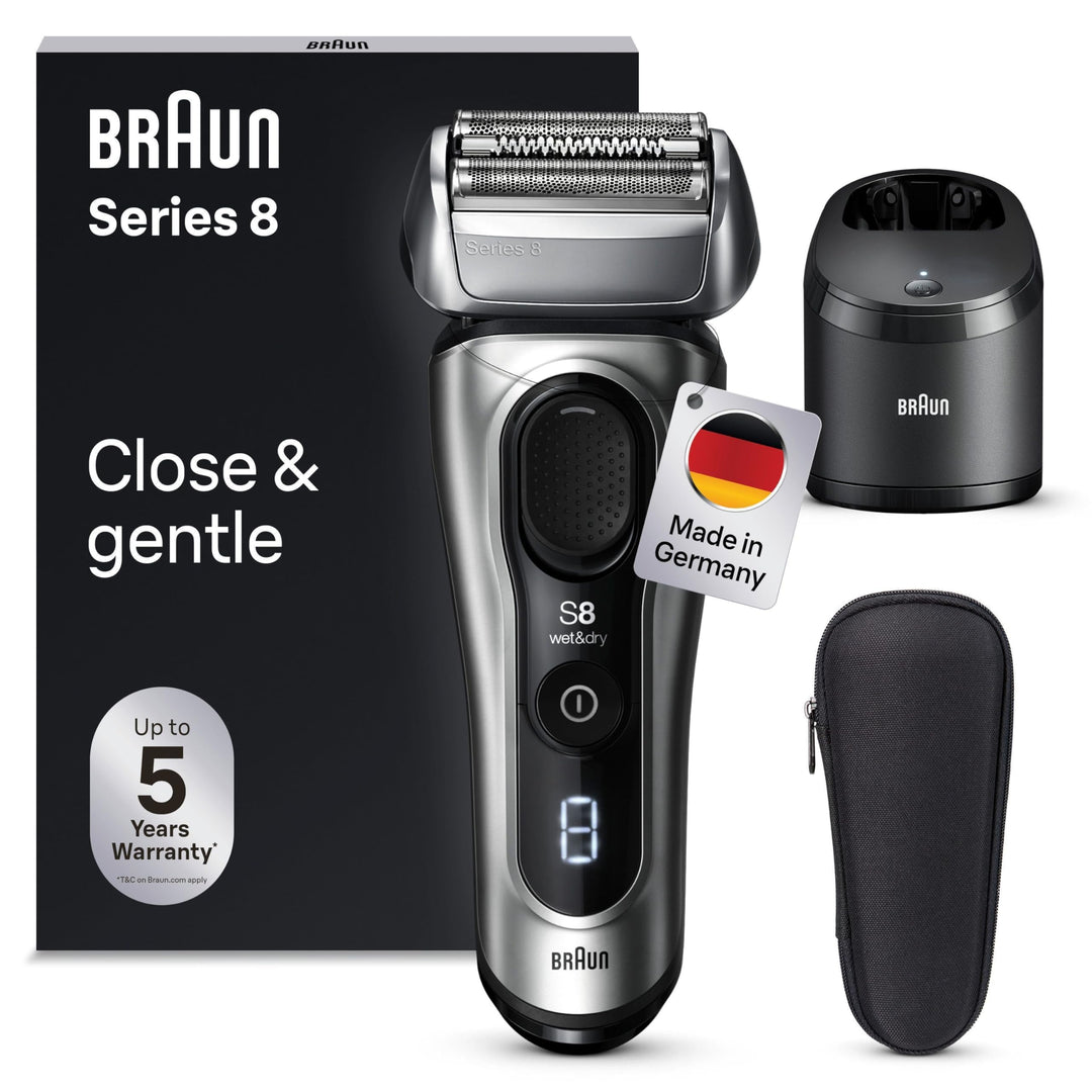 Braun Series 8 Rasierer Herren mit 4+1 Scherkopf, Elektrorasierer, Präzisions-Langhaarschneider, Rei