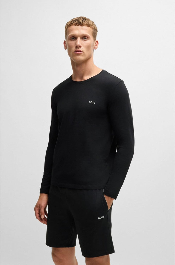 BOSS Herren Mix&Match LS-Shirt R Regular-Fit Longsleeve aus Stretch-Baumwolle mit Logo-Stickerei Sch