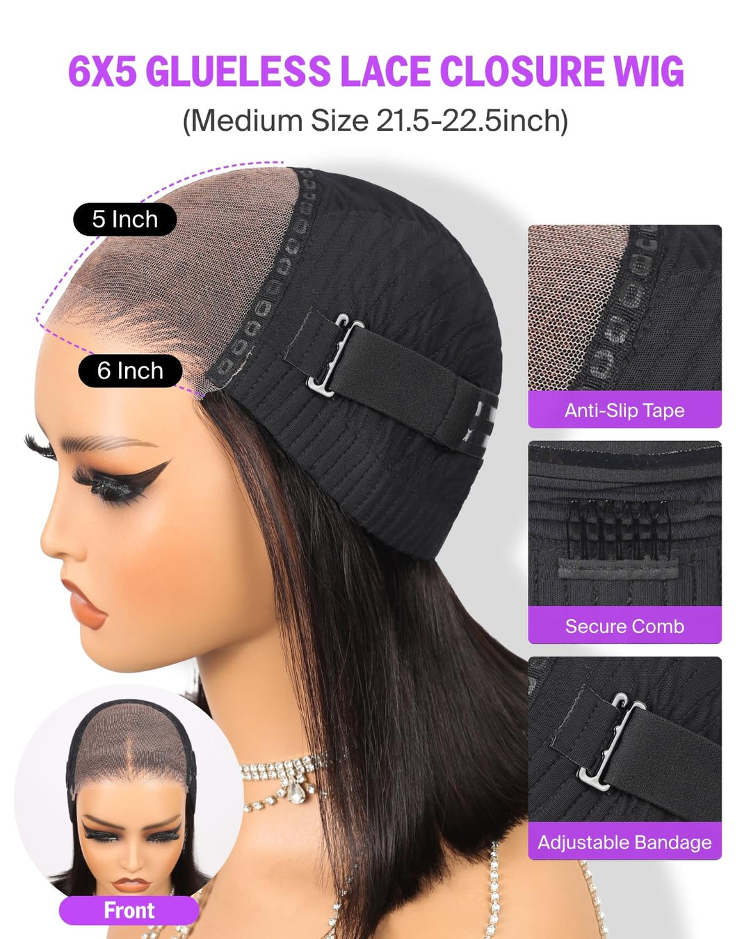 Wear and Go Glueless Bob Wig Human Hair For Black Echthaar Perücke Pre Cut 5x6 HD Lace Front Human H