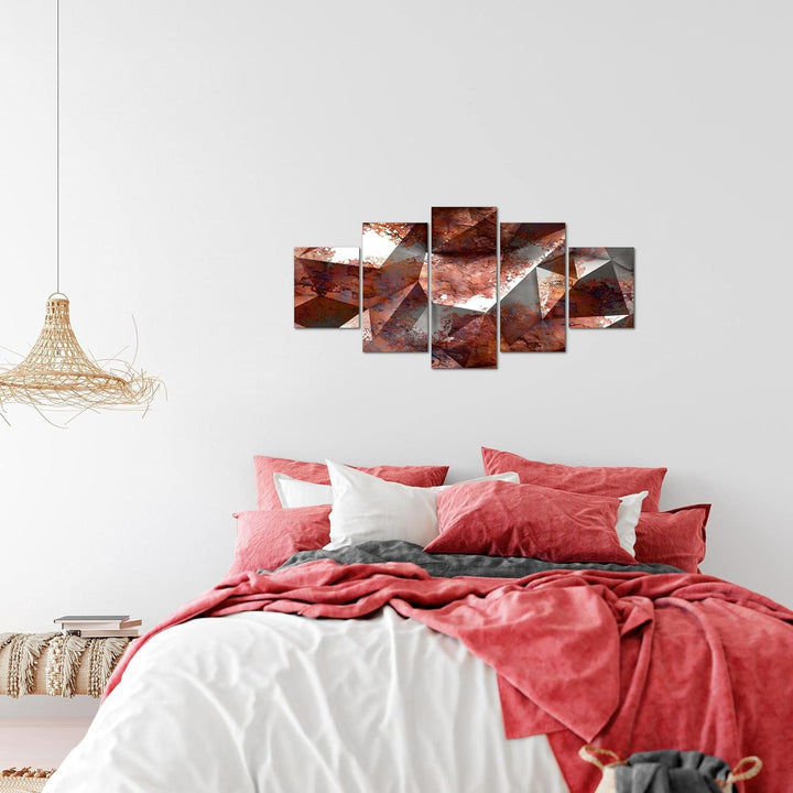 Runa Art Wandbilder 3D Effekt 5 Teilig Bild auf Vlies Leinwand Deko Wohnzimmer Abstrakt Illusion Bra