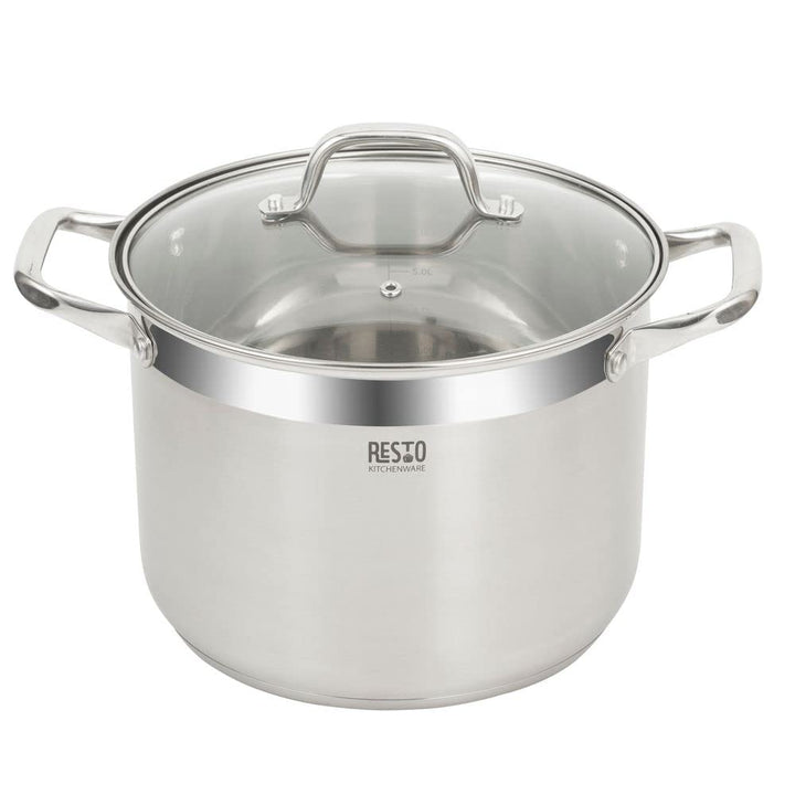 RESTO Edelstahltopf 24 cm - Suppentopf, Universaltopf 7 l - Schmortopf mit Deckel - Topf für alle He