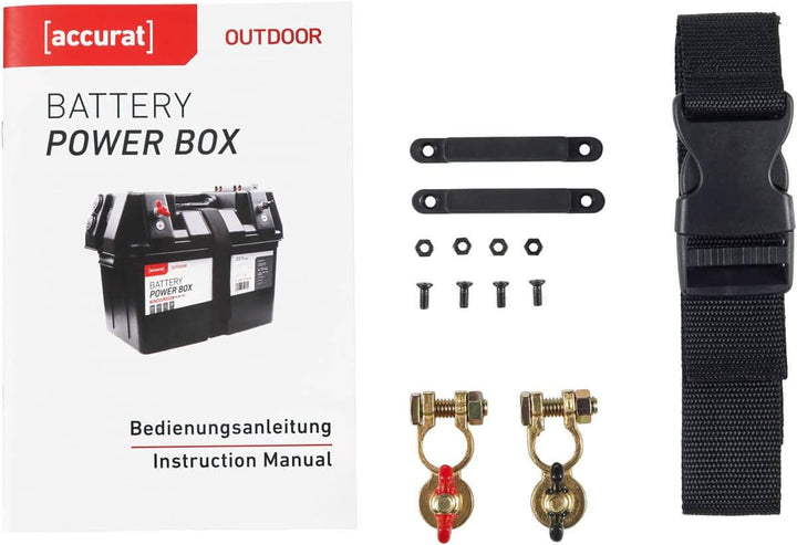 Accurat Outdoor Batteriebox - 12V, 100 Ah, Zigarettenanzünder, USB, Schutzschalter, LED Anzeige - Po