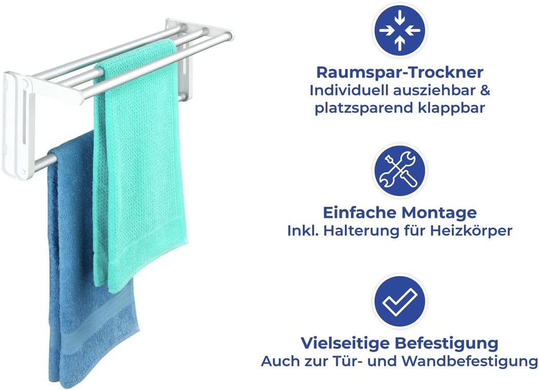 Maximex Raumspartrockner - Seitlich ausziehbar von 58-108 cm, Aluminium, 58-108 x 18 x 20.5 cm, Alum