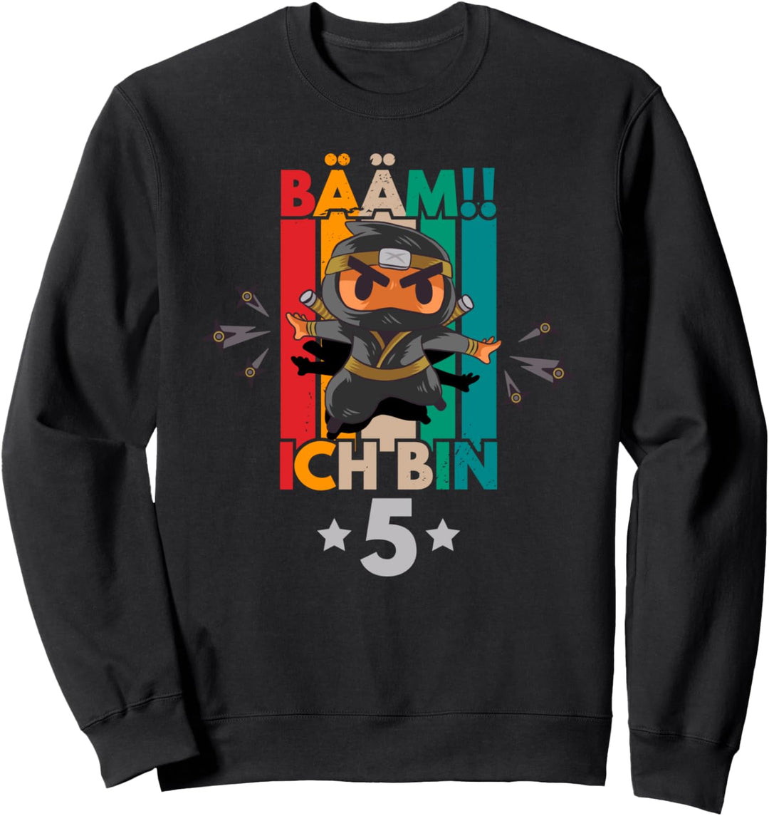 Bääm, Ich bin 5. Geburtstag, Ninja Motiv Jungen Sweatshirt
