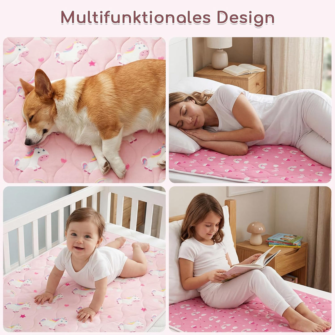 2er-Pack Bettunterlage Wasserdicht Kinder, Waschbar PIPI Unterlage Bett Kinder, Betteinlage Inkontin