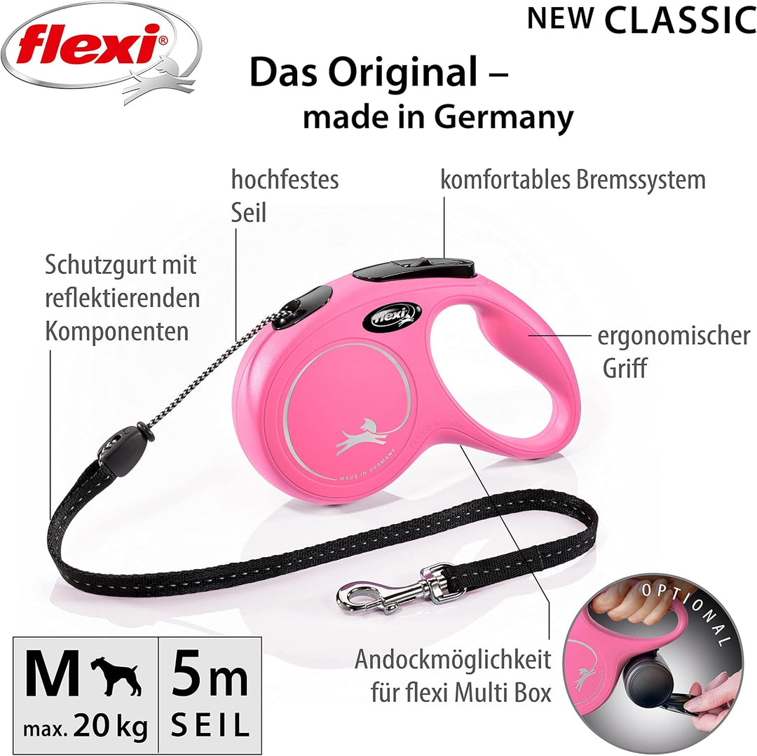 flexi New Classic M Seil 5 m pink für Hunde bis 20 kg 5 m (1er Pack) Pink, 5 m (1er Pack) Pink