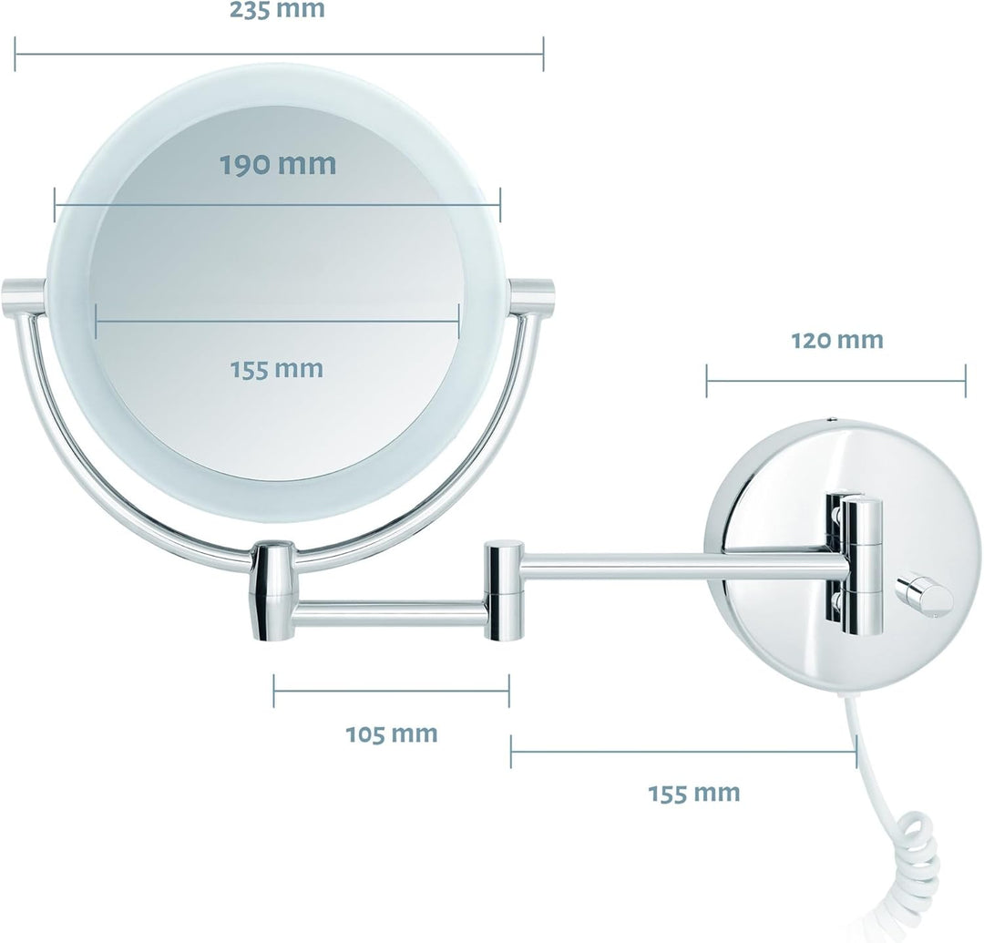 Libaro LED Kosmetikspiegel Modena - Vergrösserungsspiegel mit Beleuchtung - Badspiegel - rund - 5X /