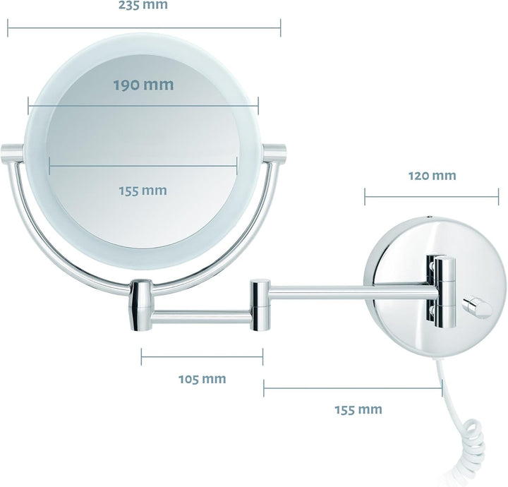 Libaro LED Kosmetikspiegel Modena - Vergrösserungsspiegel mit Beleuchtung - Badspiegel - rund - 5X /