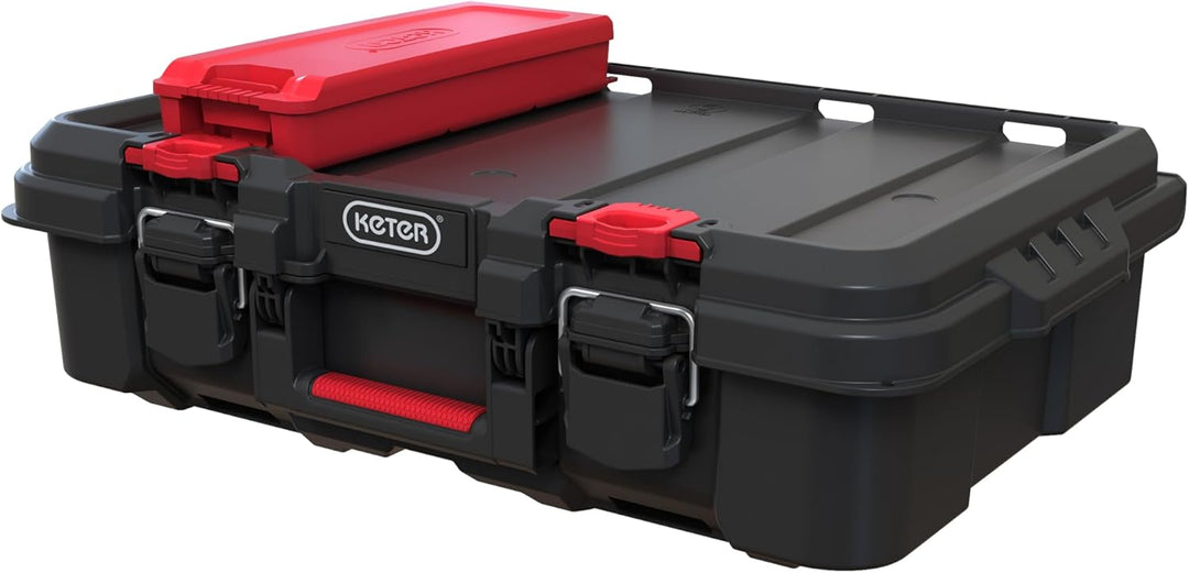 Keter Stack & Roll 253382 Aufbewahrungskoffer für Elektrowerkzeug, robust Aufbewahrungsbox für Elekt