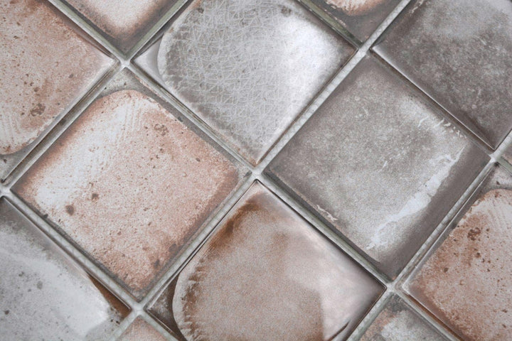Mosaikfliese Glasmosaik Retro Vinatage Zement Style Pastell Grau Beige Küchenrückwand Duschwand | 10
