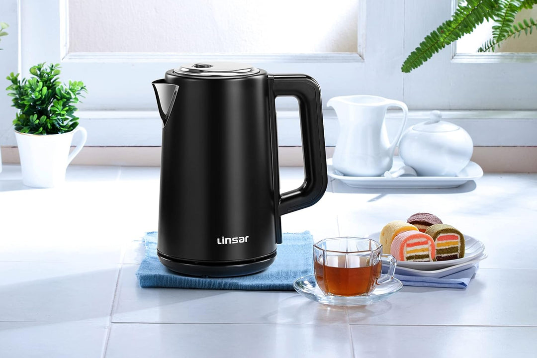 Linsar - Wasserkocher - Edelstahl-Optik - 1,7 Liter - Mit Touchfunktion, Warmhaltefunktion, 5 Temper