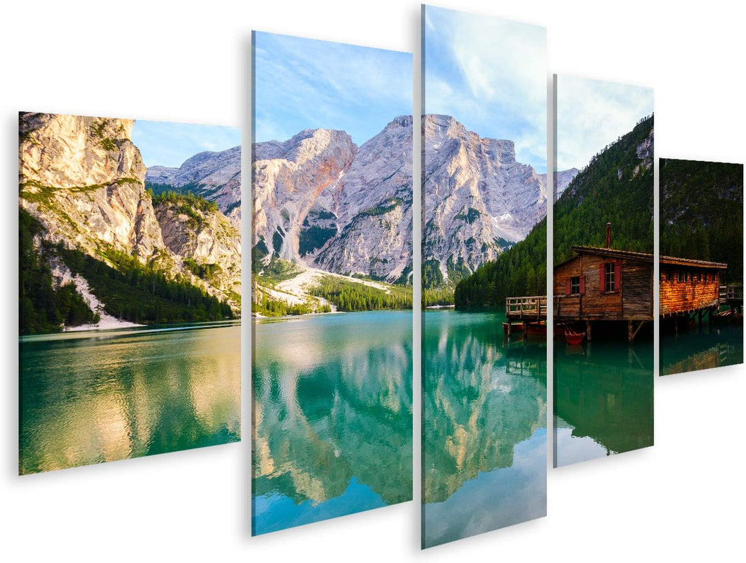islandburner Bild auf Leinwand Prager Wildsee Dolomiten Berge Südtirol Italien Bilder Wandbilder Pos
