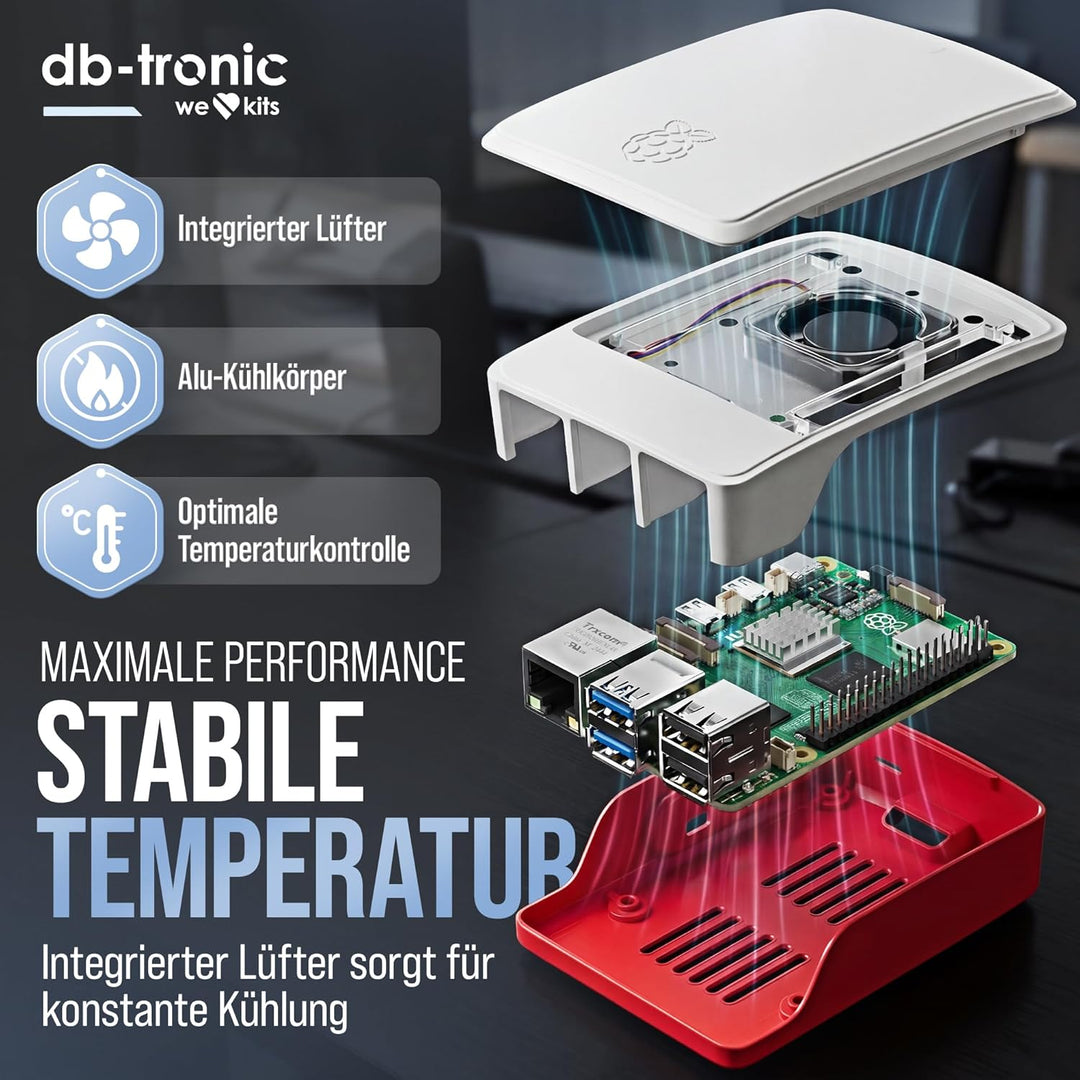 Raspberry Pi 5 8GB Starter-Kit | 128GB Edition | Offizielles 27W Netzteil | Offizielles Gehäuse mit