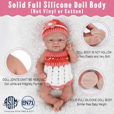 Vollence 36 cm Ganzkörper Silikon Reborn Babypuppe Mädchen,Vollsilikon Babypuppes, Nicht Vinyl Puppe