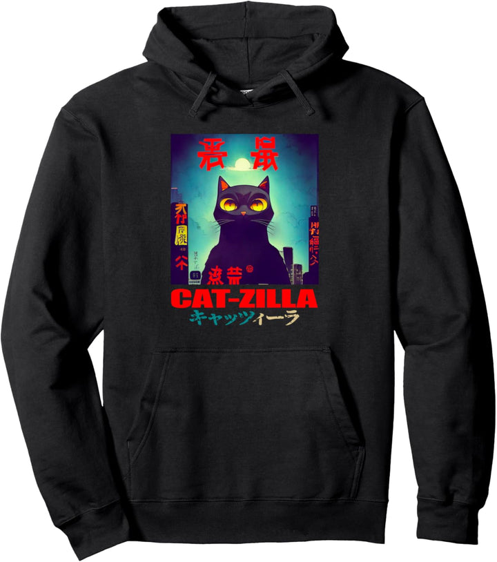 Catzilla – Japanischer Stil Cat-Zilla Anime Cat Nerd Pullover Hoodie