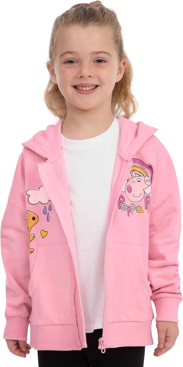 Peppa Pig Hoodie Mädchen, Zip Hoodie Kinder Mit 3D Ohren, Rosa Mädchen Kleidung Aus Baumwolle 98, 98