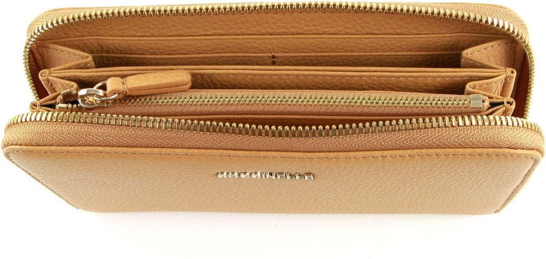 Coccinelle Metallic Soft Zip Around Wallet Warm Beige