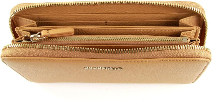 Coccinelle Metallic Soft Zip Around Wallet Warm Beige
