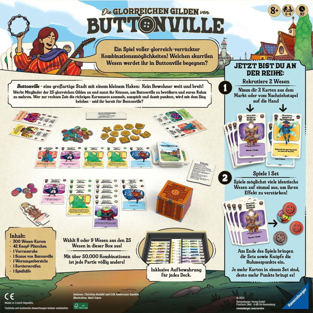 Ravensburger 24783 - Die glorreichen Gilden von Buttonville - Kartenspiel, Gesellschaftsspiel für Fr