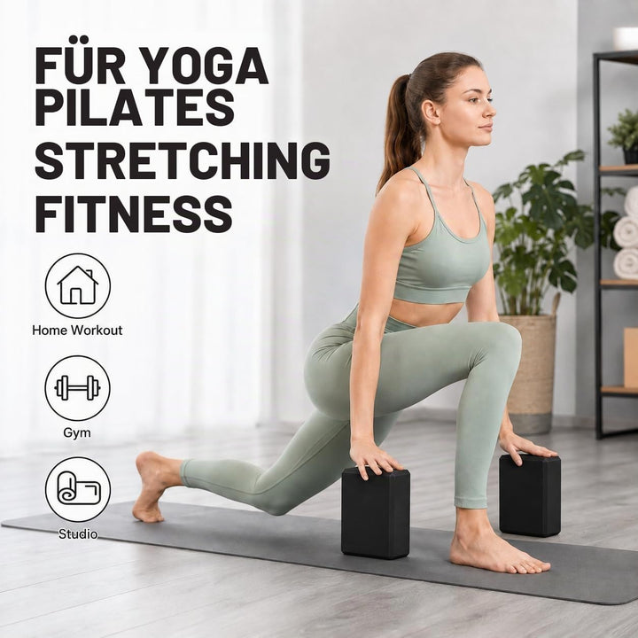 EXERZ Yoga-Blöcke, 2 Stück, Gymnastikblöcke, Übung, Workout, Fitness, Pilates, Stretch, Handstand, r