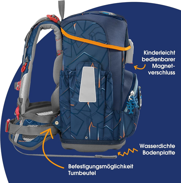 Step by Step Schulranzen-Set CLOUD, 5-teilig, ergonomischer Tornister mit Reflektoren, höhenverstell