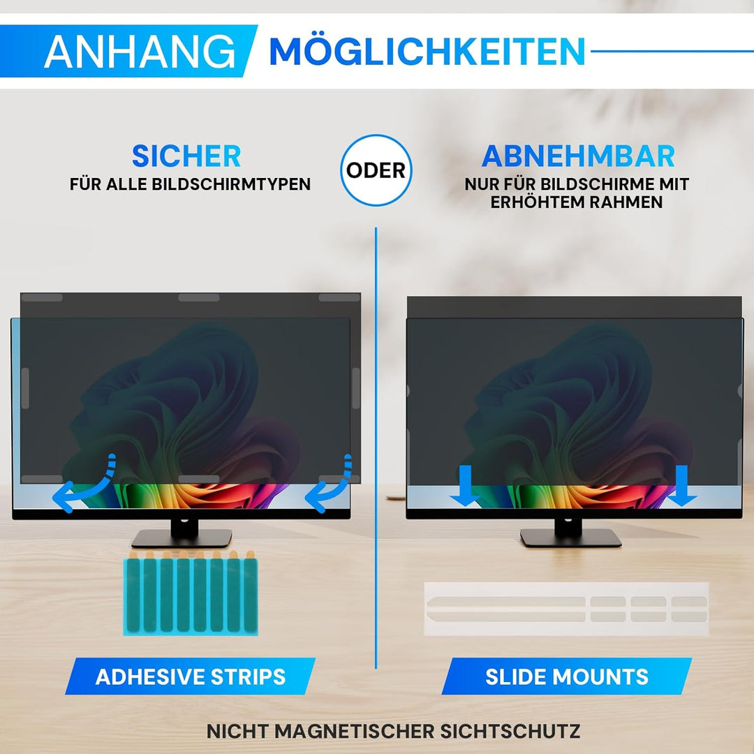 27 Zoll Computer Monitor Bildschirm Blickschutzfilter für 16:9 Seitenverhältnis Monitor, Abnehmbarer