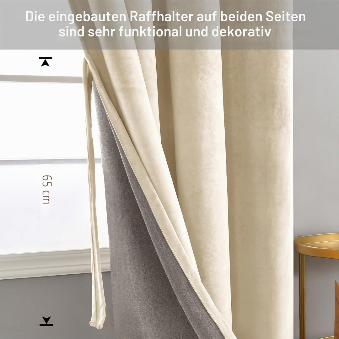 JIUZHEN Verdunklungsvorhang aus Samt,2er Set weiche blickdichte Gardinen mit Ösen für Schlafzimmer,1