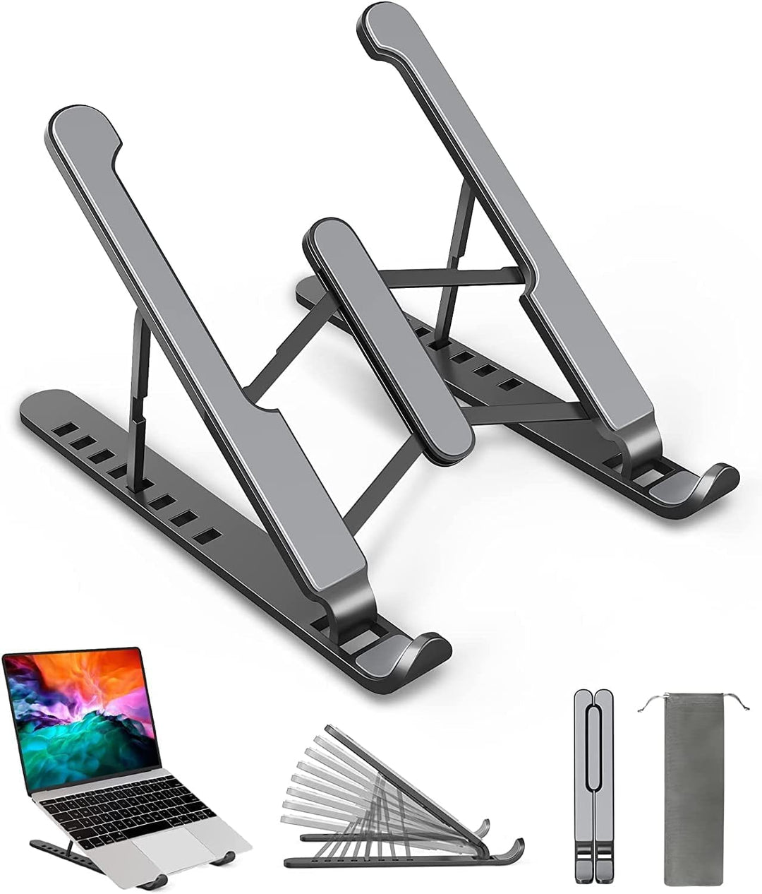 Laptop-Ständer, 8 verstellbare Ebenen, Laptop-Ständer, Silikon, rutschfest, kompatibel mit MacBook,