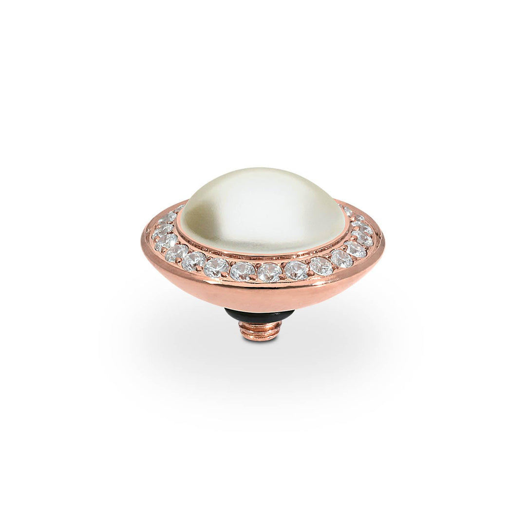 Qudo INTERCHANGEABLE TONDO deluxe 13mm rosegold Aufsatz für Ring (cream pearl), cream pearl
