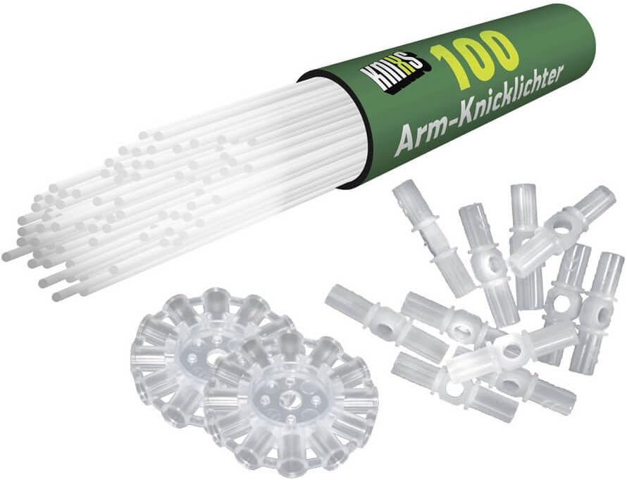 KNIXS 1000x Arm-Knicklichter – Gletscherweiss/Weiss leuchtend inkl. 1000x 3D-Verbinder und je 20x Kr