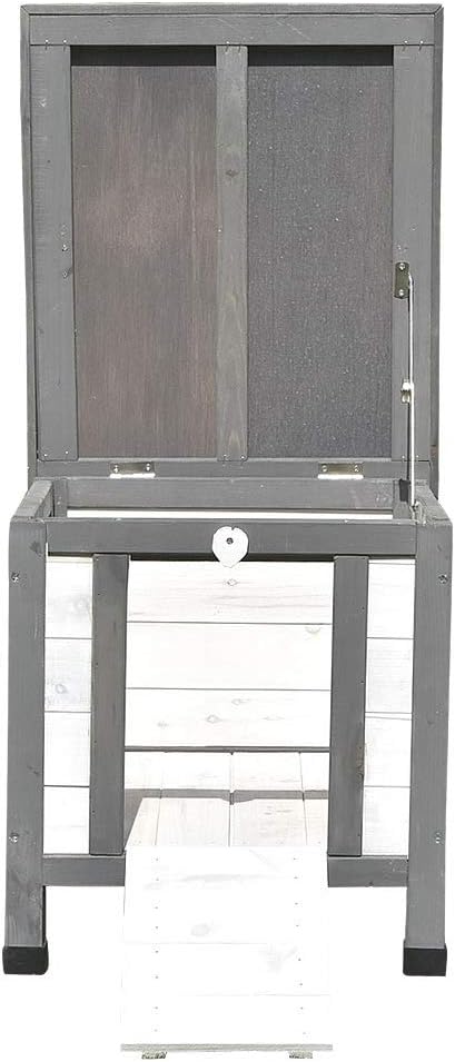 Melko Katzenhaus Grau/Weiss 50 x 45 x 43 cm mit klappbarem Deckel und Rampe, Winterfest