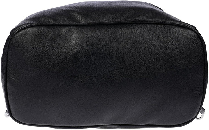 Christian Wippermann grosser Damen City Rucksack Tasche Body Bag Leder Optik Schultertasche Schwarz,