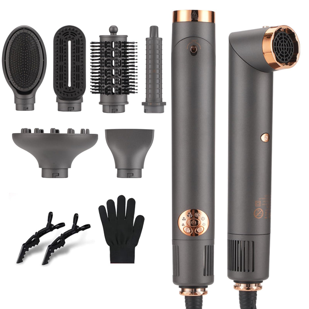 BESTBOMG Air Styler 6 in 1 Hairstyler Haartrockner Heissluftbürste, Lockenstab Multistyler Glättbürs