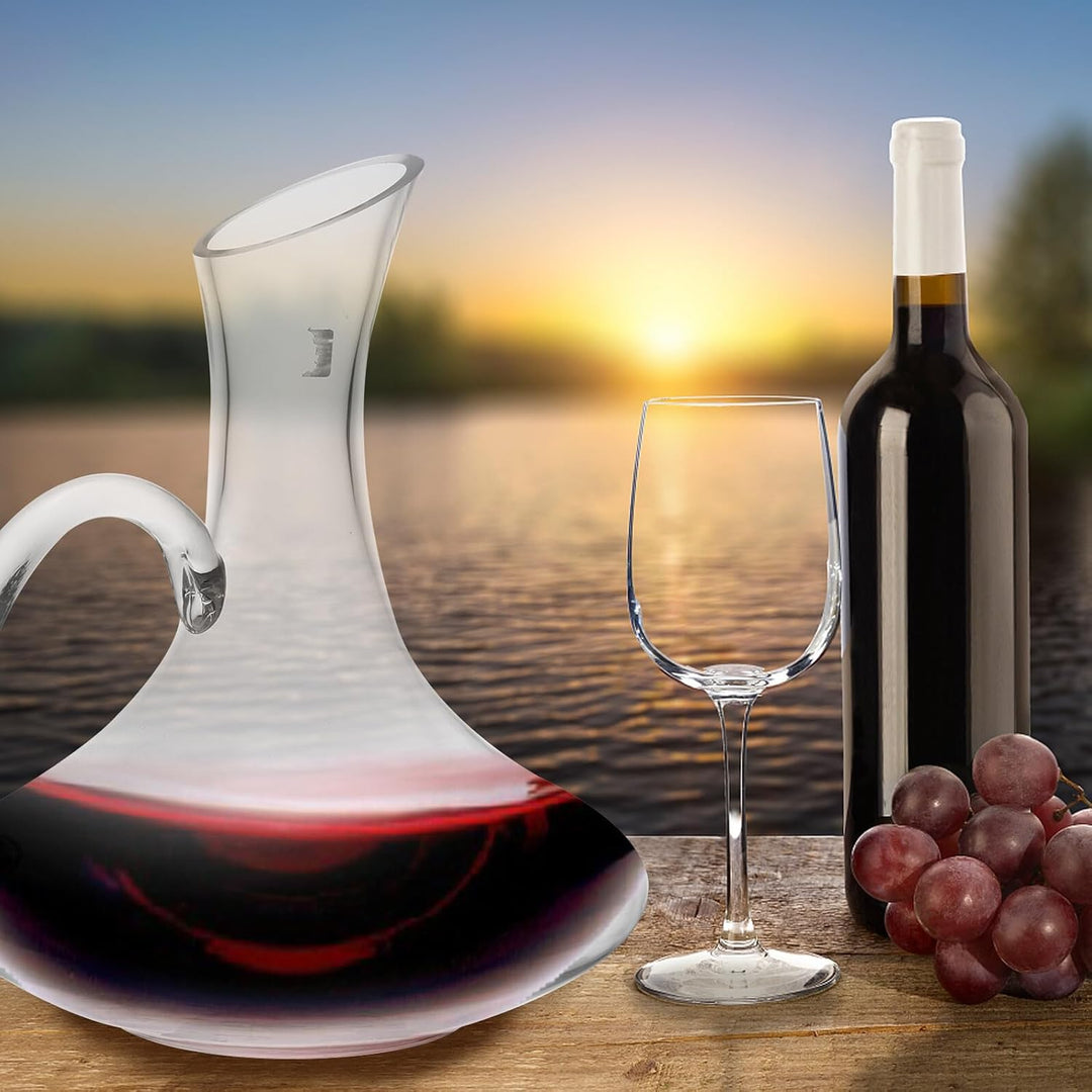 Homoyoyo Transparenter Glas weindekanter mit Henkel Kreativer Ausgiesser Bruchsicher Elegant Geformt