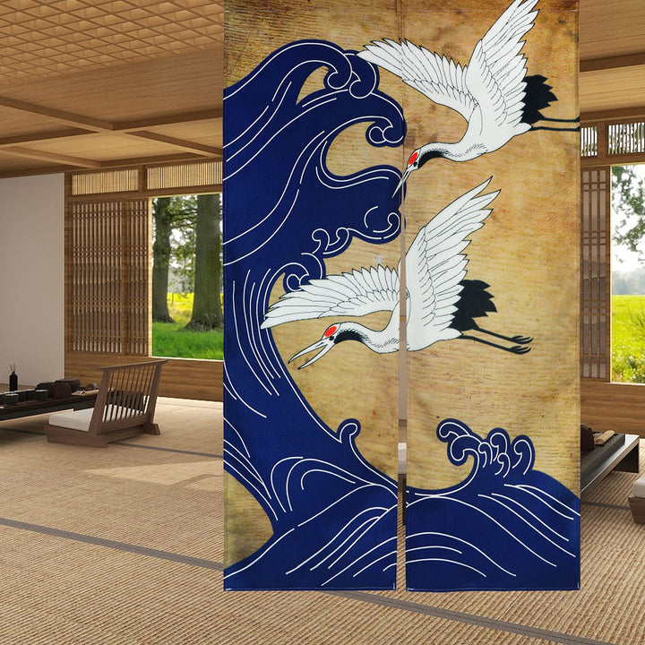 LIGICKY Japanischer Stil dick Leinen Noren Lang Vorhang Tür Vorhang Raumteiler Tapisserie für die He
