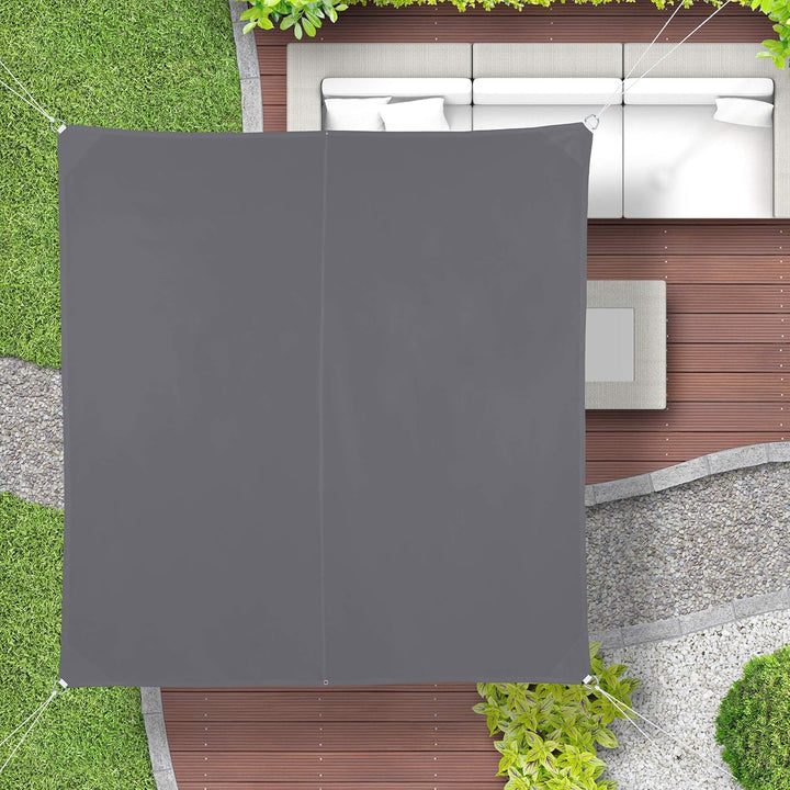 Relaxdays, grau Sonnensegel quadratisch, wasserabweisend, UV-Schutz, mit Spannseilen, Terrasse, Balk