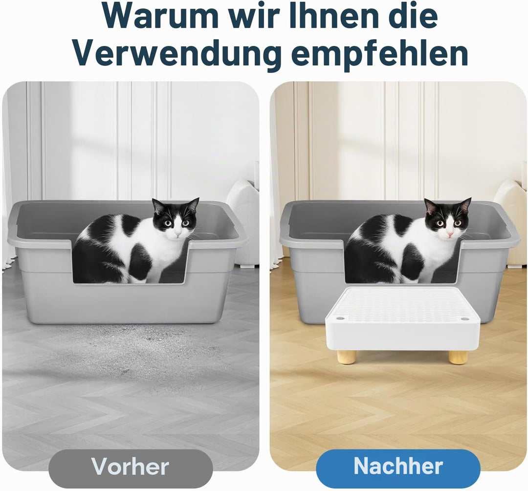 Katzentoilettenrampe, Katzen Treppen &amp; Stufen mit Holzfüsse Filterfunktion, leicht zu reinigender Ti