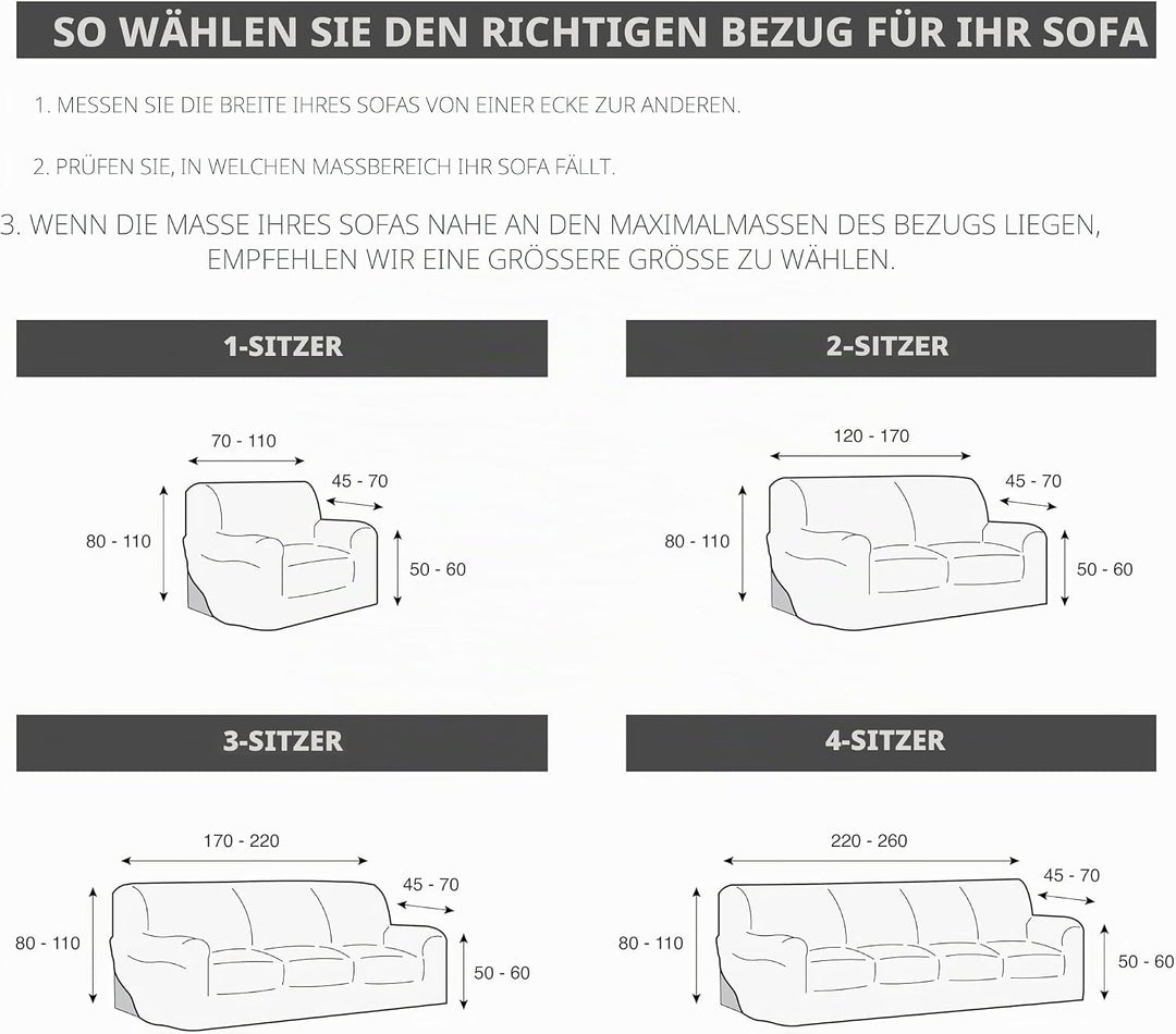 Martina Home Emilia, Elastischer Bezug für 3-Sitzer-Sofa, 170 bis 220 cm breit, Stoff, Schwarz 3 Sit