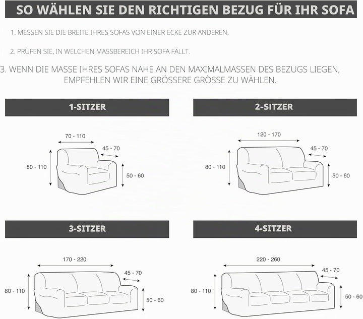 Martina Home Emilia, Elastischer Bezug für 3-Sitzer-Sofa, 170 bis 220 cm breit, Stoff, Schwarz 3 Sit