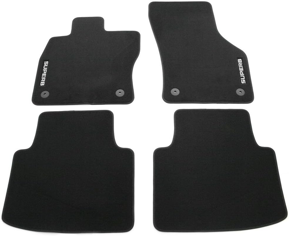 Skoda 3V1061404 Prestige Textil Fussmatten Satz Premium Velours 4X Stoffmatten schwarz mit Superb Sc