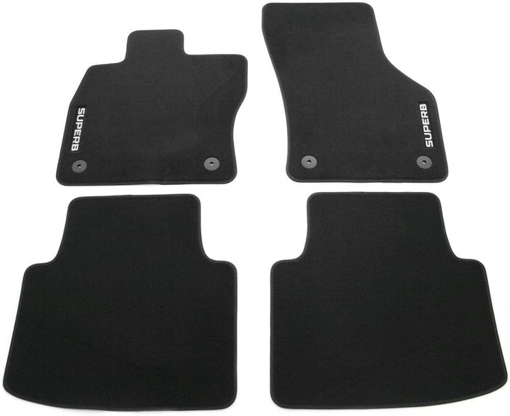 Skoda 3V1061404 Prestige Textil Fussmatten Satz Premium Velours 4X Stoffmatten schwarz mit Superb Sc